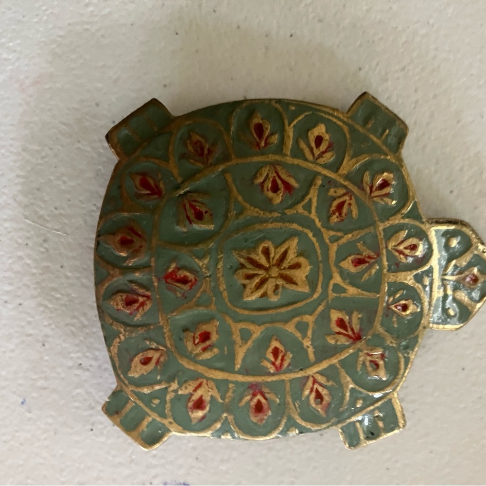 Indian Cloisonné Turtle Belt Buckle Vintage 1970s